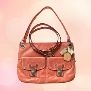 Coach Poppy Hippie Pink Coral Leather Crossbody Shoulder Handbag Retail #18996